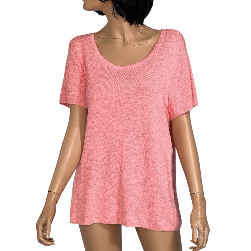 Talbots Pink Bow Keyhole Back Knit Blouse XLP Coquette Casual Office